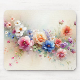 Mousepad Adicione Seu Nome de Texto Flores Elegantes em Aqu