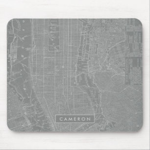 Mousepad Adicione seu nome Desenho do mapa de Nova Iorque