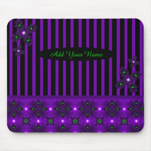 Mousepad Adicione seu nome, Flores Artdeco no Estilo Retroa (Frente)