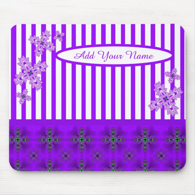 Mousepad Adicione seu nome, Flores Artdeco no Estilo Retroa (Frente)