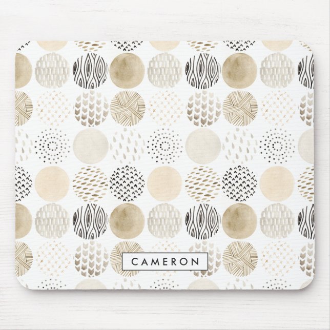 Mousepad Adicione seu nome | Padrão neutro do círculo de Ab (Frente)