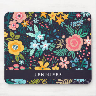 Mousepad Adicione seu teste padrão floral colorido   bonit