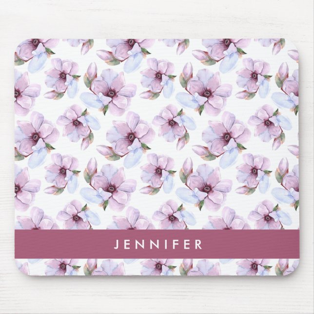 Mousepad Adicione seu teste padrão floral | romântico (Frente)