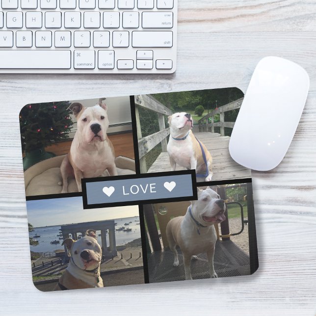 Mousepad Adicione sua própria colagem de fotos de cachorro (Add Your Own Dog Photo Collage Mouse Pad)