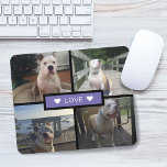 Mousepad Adicione Sua Própria Coluna Fotográfica De Cão Rox<br><div class="desc">Adicione suas próprias fotos de estimação. Design apresenta 4 fotos em uma grade com retângulo sólido no meio com a palavra "amor" e corações de sotaque em cada lado.</div>