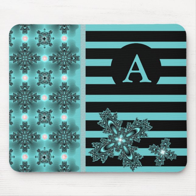 Mousepad Adicione suas flores de Artdeco monograma no estil (Frente)