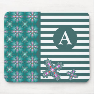 Mousepad Adicione suas flores de Artdeco monograma no estil