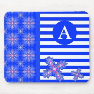 Mousepad Adicione suas flores de Artdeco monograma no estil