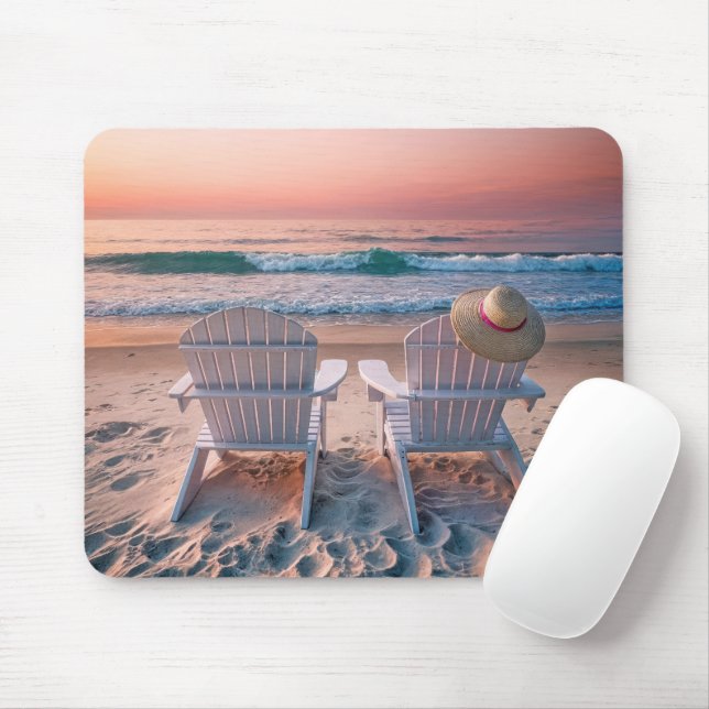 Mousepad Adirondack Chairs Em Praia Tropical (Com mouse)
