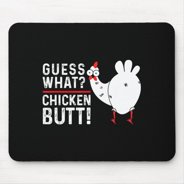 Mousepad Adivinhação Engraçada_ Bunda de Frango! Design Grá (Frente)