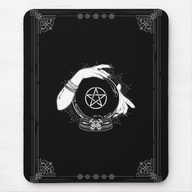 Mousepad Adivinhador Místico Negro Bola de Cristal Mística (Frente)