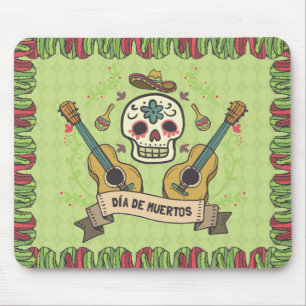 Mousepad Adoce o crânio & a Guitarra Diâmetro de Muertos
