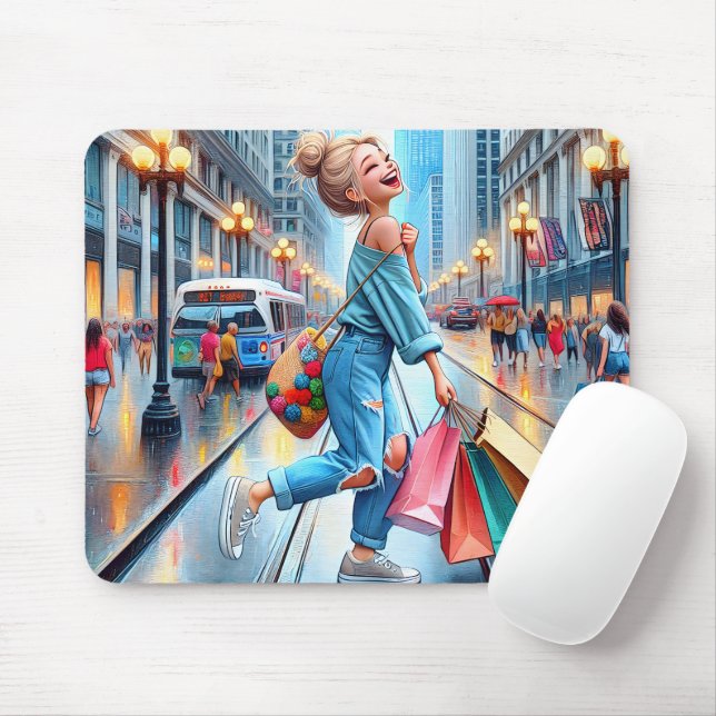 Mousepad Adolescente Comprando Na Grande Cidade (Com mouse)