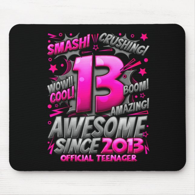 Mousepad Adolescente Menino de 13 Anos de Idade Aniversário (Frente)