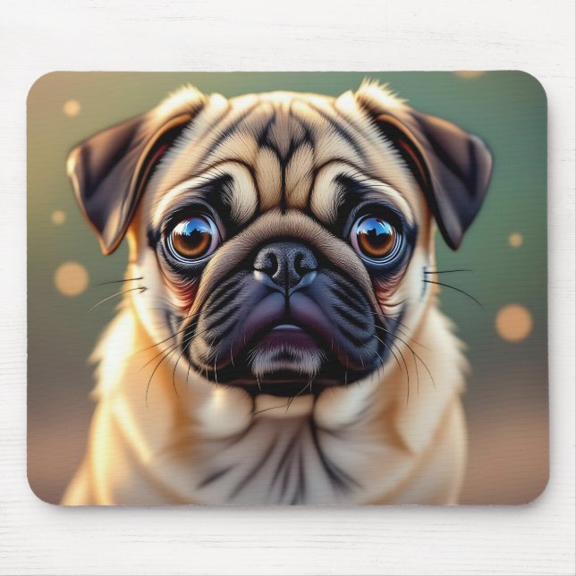 Mousepad Adorable Pug Close up | Cute Dog  (Frente)