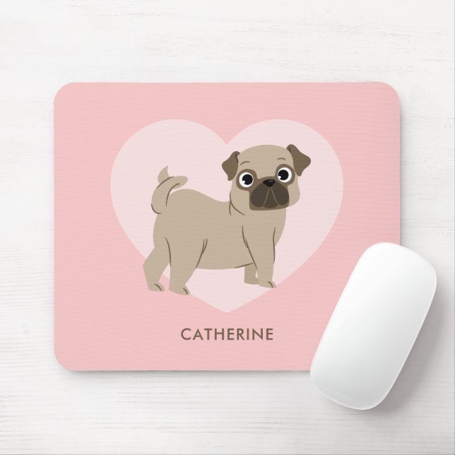 Mousepad Adorable Pug Puppy Personalizado (Com mouse)