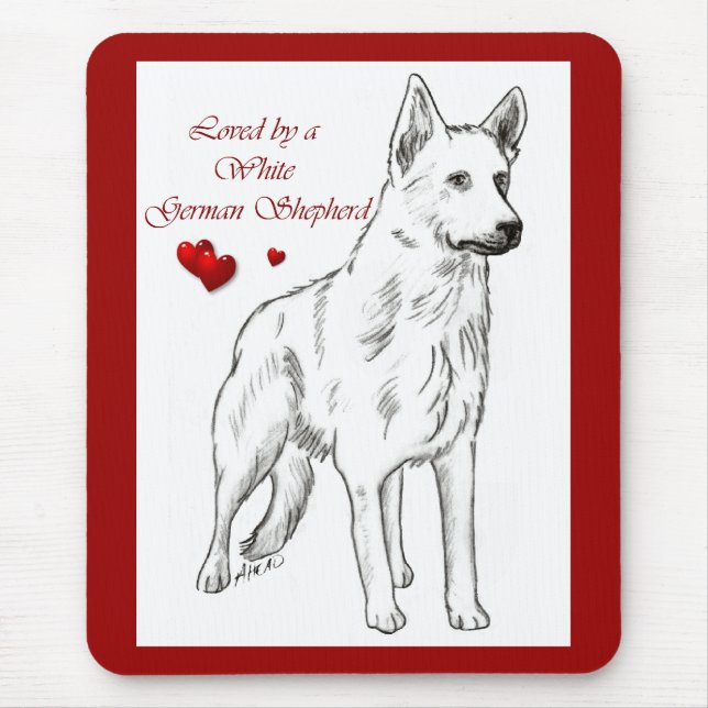 Mousepad Adorado Por Um German shepherd Branco (Frente)
