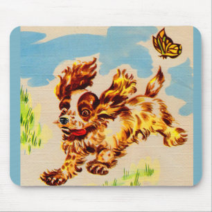 Mousepad adorável cachorrinho de panela em fuga