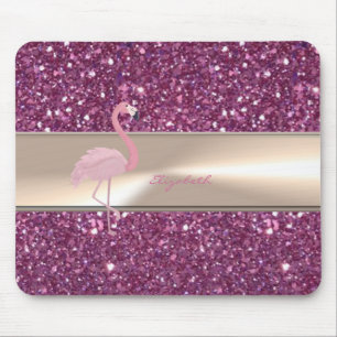 Mousepad Adorável Flamingo Rosa Fofo Em Brilho