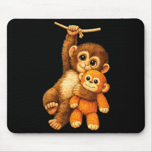 Mousepad Adorável macaco soco stuffed buddy plush abraçando