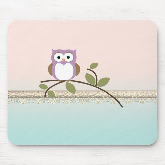 Mousepad Adorável Menina Coruja Fofa (Frente)