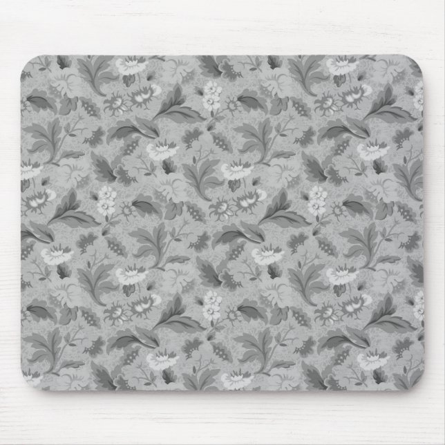 Mousepad Adorável padrão floral cinza (Frente)