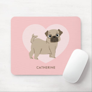 Mousepad Adorável Pug Puppy Personalizado