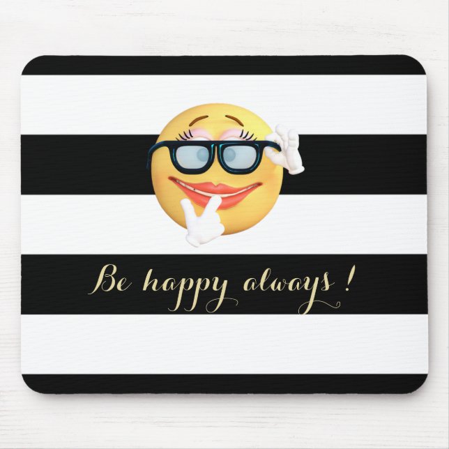 Mousepad Adorável Rosto de Emoji Listrado (Frente)