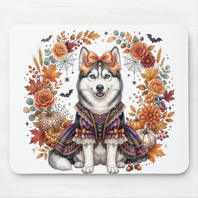 MOUSEPAD ADORÁVEL SIBERIAN HUSKY COM TEMA DE HALLOWEEN (Frente)