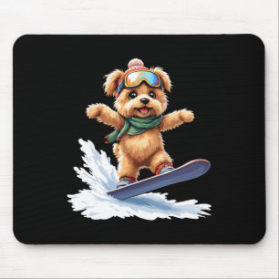 Mousepad Adorável Snowboard Dog Winter Sports Men