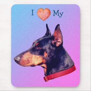 Mousepad Adoro Coração Meu Doberman