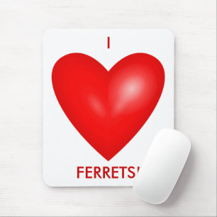 Mousepad Adoro Furões com Coração Vermelho Vertical