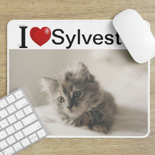 Mousepad Adoro minha foto personalizada do gato