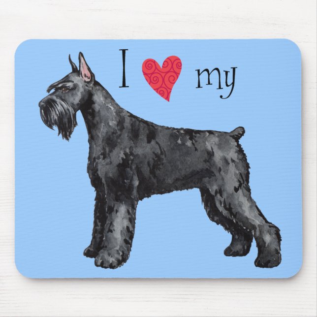 Mousepad Adoro o meu Schnauzer Gigante (Frente)
