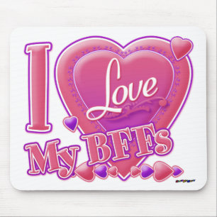 Mousepad Adoro os meus melhores amigos rosa/roxo - corações