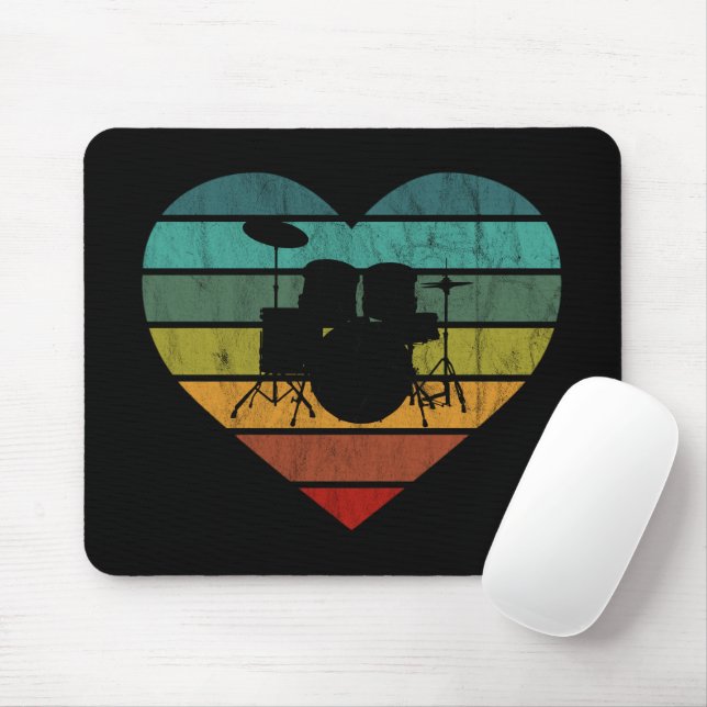 Mousepad Adoro Tambores Retro Coração (Com mouse)