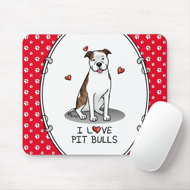 Mousepad Adoro Touros de Pito (lt brindle white 3) Corações (Com mouse)