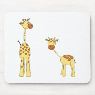 Mousepad Adulto e girafa do bebê. Desenhos animados