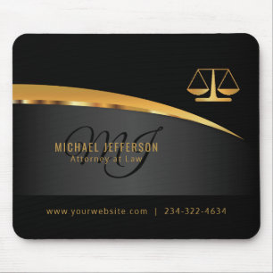 Mousepad Advogado do monograma na lei - preto e ouro
