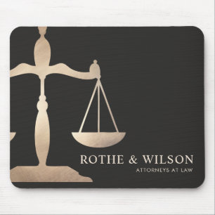Mousepad Advogado Dourado Escala de Justiça Escuro