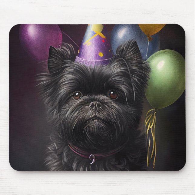 Mousepad Affenpinscher Cachorro Balões de Nascimento (Frente)