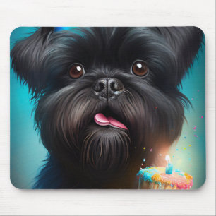 Mousepad Affenpinscher celebrando Balões de aniversário bol