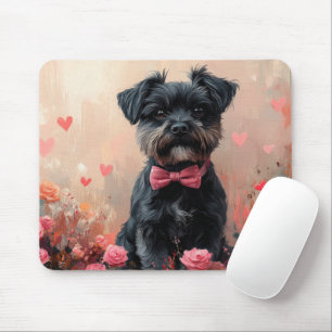 Mousepad Affenpinscher com Rosas - Dia dos Namorados