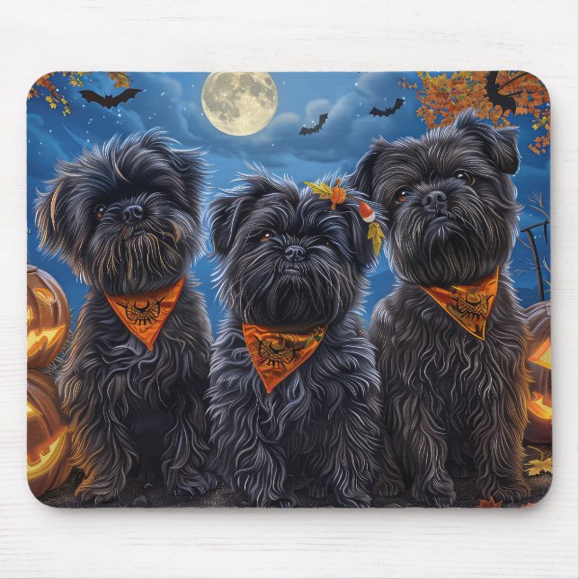 Mousepad Affenpinscher Halloween Spooky (Frente)