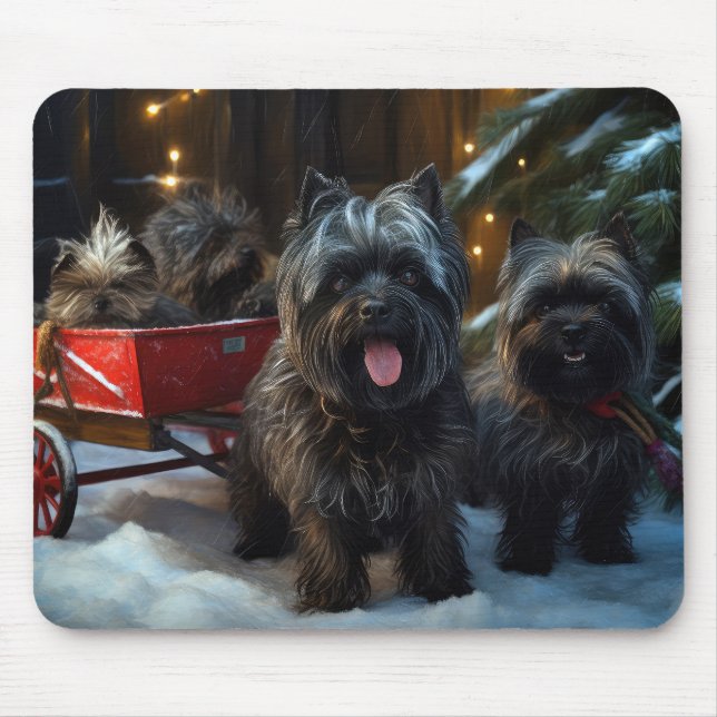 Mousepad Affenpinscher Snowy Sleigh Passeia Decência de Nat (Frente)