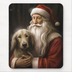 Mousepad Afghan Hound com o Natal Festivo do Papai Noel