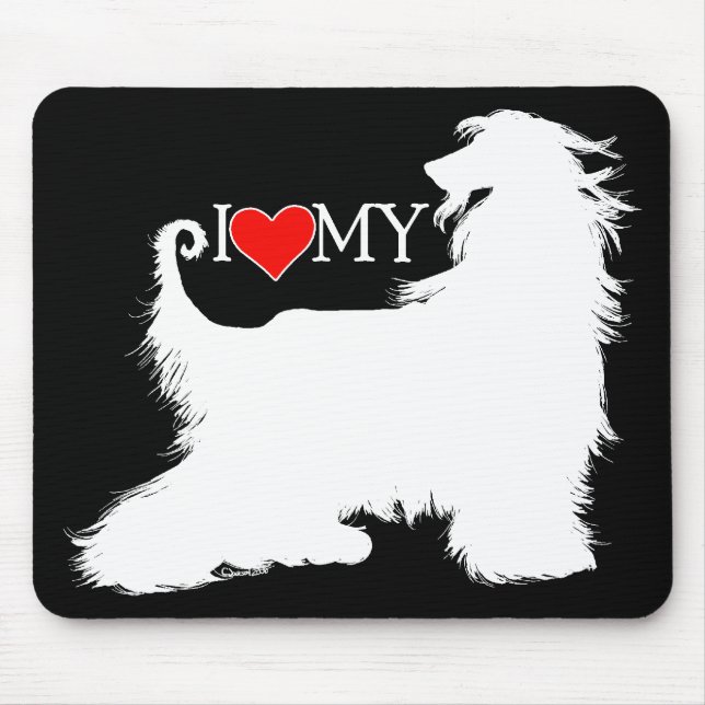 Mousepad Afghan Hound I Love (Heart) my (Frente)