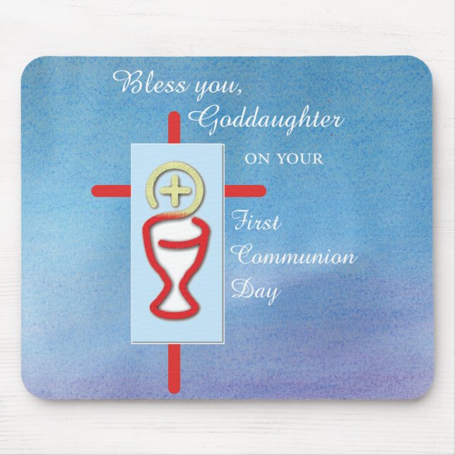 Mousepad Afilhada, Primeira Comunhão, Turquesa (Frente)