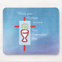 Mousepad Afilhado, Primeira Comunhão, Azul