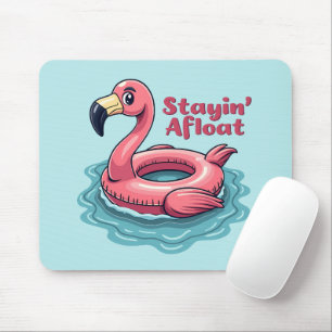 Mousepad Afloat Funny Flamingo Piscina Float Retro